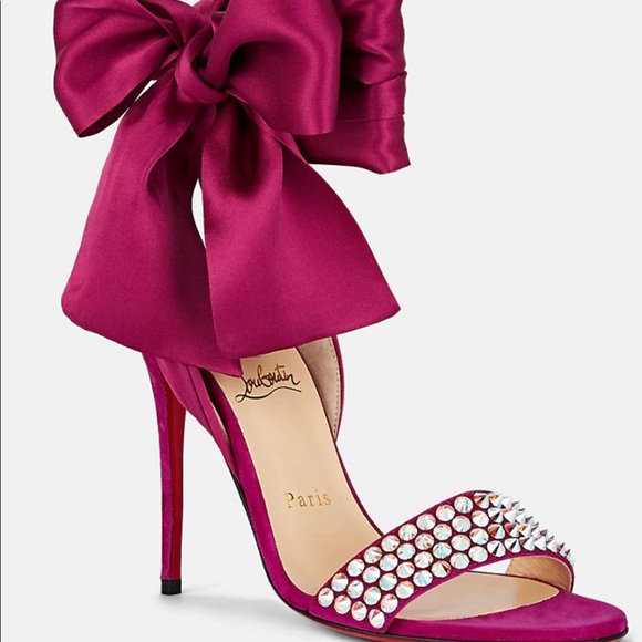 Christian Louboutin Shoes - Christian Louboutin Purple Krystal Du Desert Suede Ankle Tie 100mm